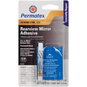 81840 PERMATEX Клей для ремонта стекла набор для вклейки зеркал заднего вида Rearview Mirror Adhesive в блистере: клей в пипетке + салфетка-активатор, одобрен GM, Chrysler, Ford, 9 мл (фото 2)