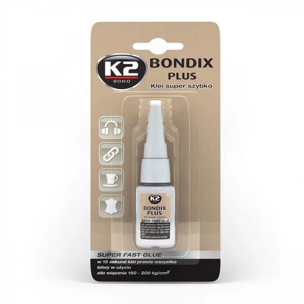 B101 K2 Клей Bondix Plus, суперклей, не требует перемешивания, разогрева либо сжатия, не содержит никаких растворителей, низкотоксичен, не горит, блистер, 10 гр (фото 1)