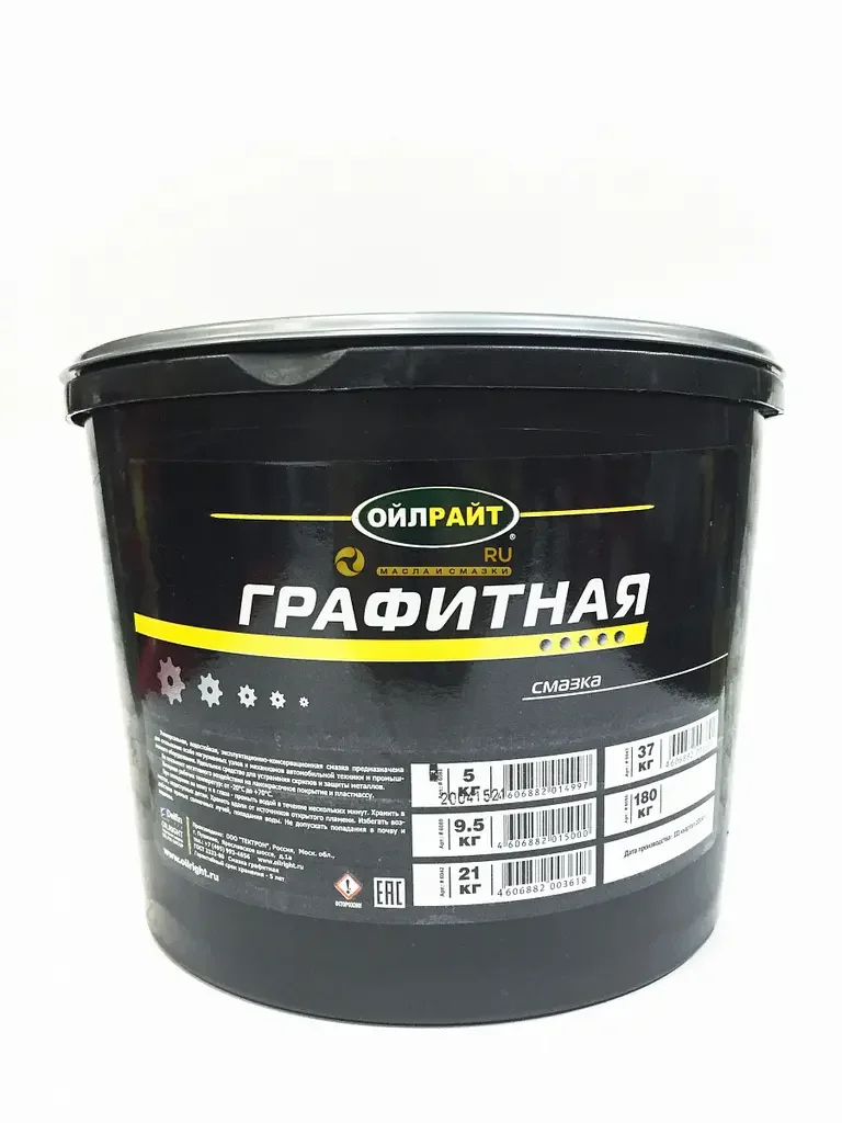 6088 OIL RIGHT Смазка графитная для особо нагруженных узлов и механизмов, универсальная, водостойкая, эксплуатационно-консервационная, от -20С до +70С, ведро 5 кг (фото 1)