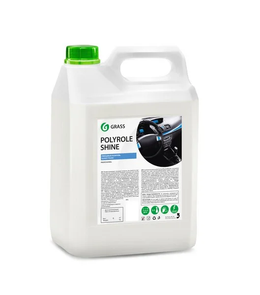341005 GRASS Очиститель пластика 5кг - Polyrole Shine, профессиональный состав для полировки и придания глянцевого блеска пластиковым, кожаным и резиновым элементам салона (фото 1)