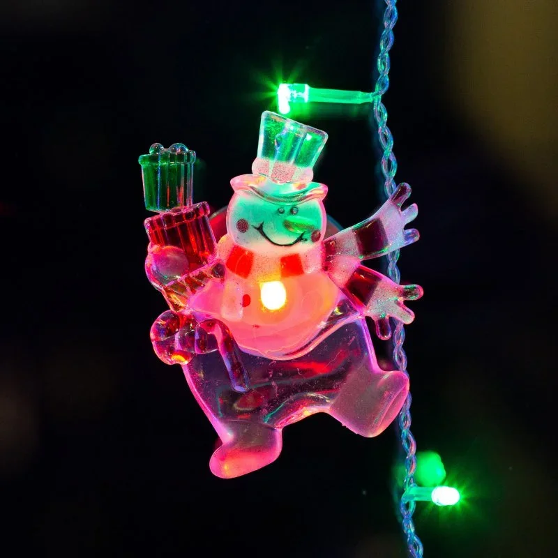 501-022 Neon-Night Фигура светодиодная Снеговик с подарком 9 см RGB (фото 2)