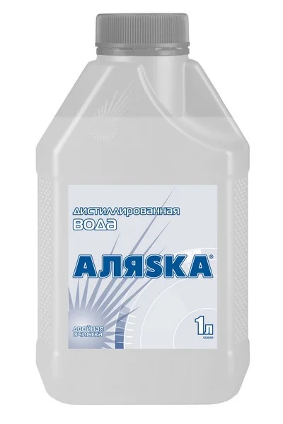 5520 ALYASKA Вода дистиллированная 1 л - для применения в кислотных аккумуляторах и разбавления концентратов охлаждающих жидкостей, соответствует ГОСТ 6709-72 (фото 1)