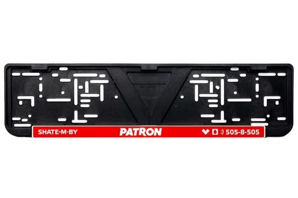 RAMKA-PATRON FORTUNA Рамка номерного знака с надписью PATRON, белый цвет, красная планка (фото 1)
