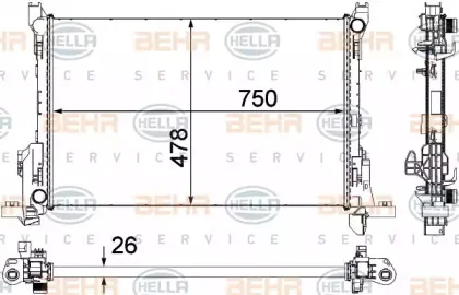 8MK 376 701-591 BEHR/HELLA/PAGID Радиатор охлаждения двигателя (фото 1)