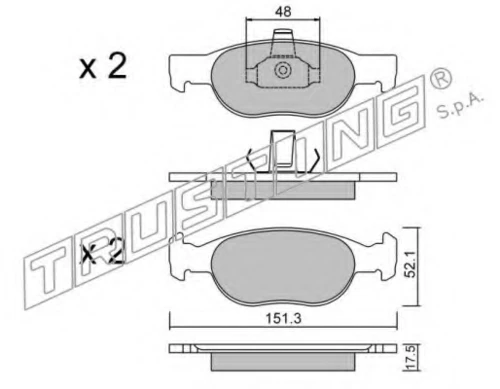 081.2 TRUSTING Комплект тормозных колодок, дисковый тормоз (фото 2)