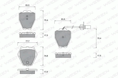 151-1263 WEEN Комплект тормозных колодок, дисковый тормоз (фото 2)