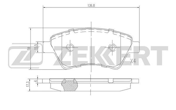 BS-2826 ZEKKERT Комплект тормозных колодок, дисковый тормоз (фото 2)