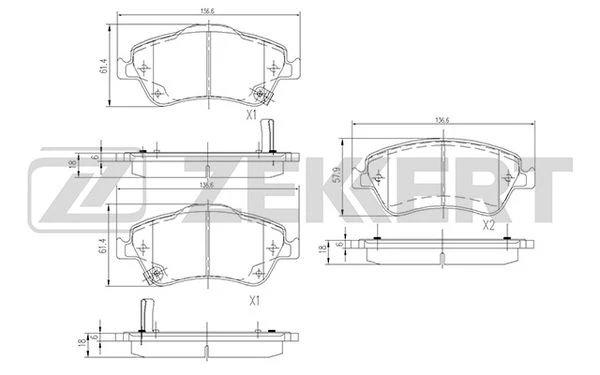 BS-2820 ZEKKERT Комплект тормозных колодок, дисковый тормоз (фото 2)