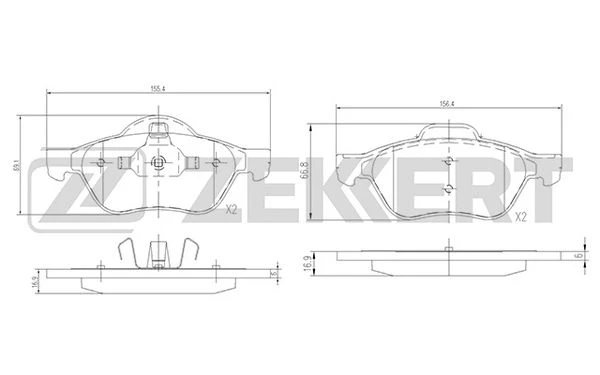 BS-2488 ZEKKERT Комплект тормозных колодок, дисковый тормоз (фото 2)