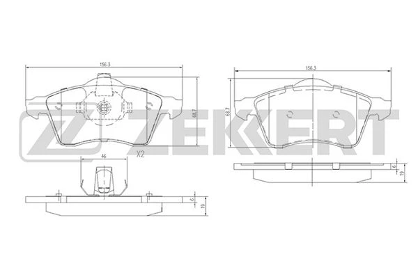 BS-1282 ZEKKERT Комплект тормозных колодок, дисковый тормоз (фото 2)