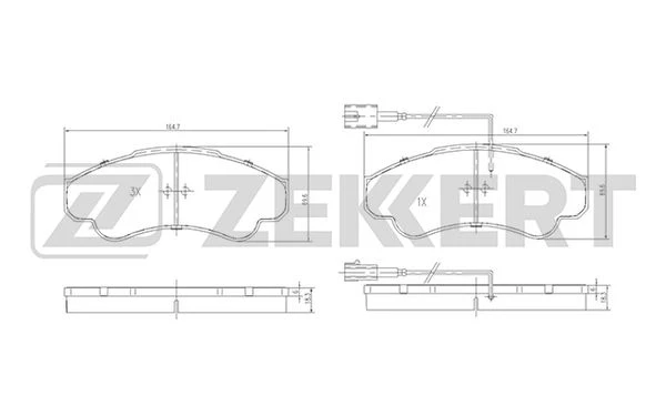 BS-1459 ZEKKERT Комплект тормозных колодок, дисковый тормоз (фото 2)