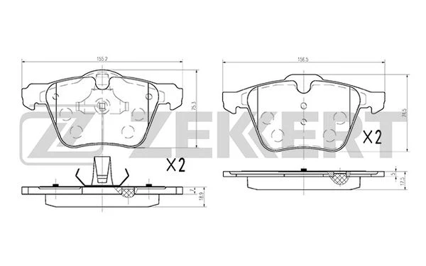 BS-1031 ZEKKERT Комплект тормозных колодок, дисковый тормоз (фото 2)