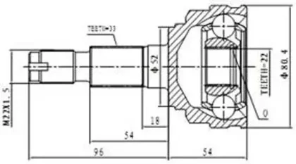 AW1510186 AYWIPARTS Шрус наружний (со стороны колеса) (фото 1)