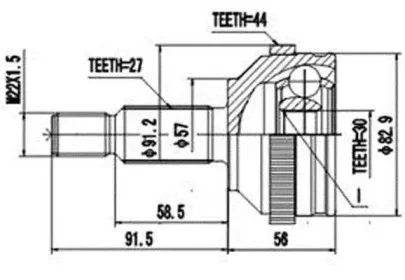 AW1510697A AYWIPARTS Шрус наружний (со стороны колеса) (фото 1)