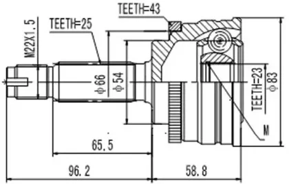 AW1510711A AYWIPARTS Шрус наружний (со стороны колеса) (фото 1)