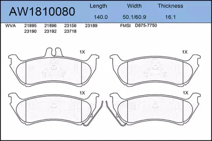 AW1810080 AYWIPARTS Тормозные колодки (фото 1)