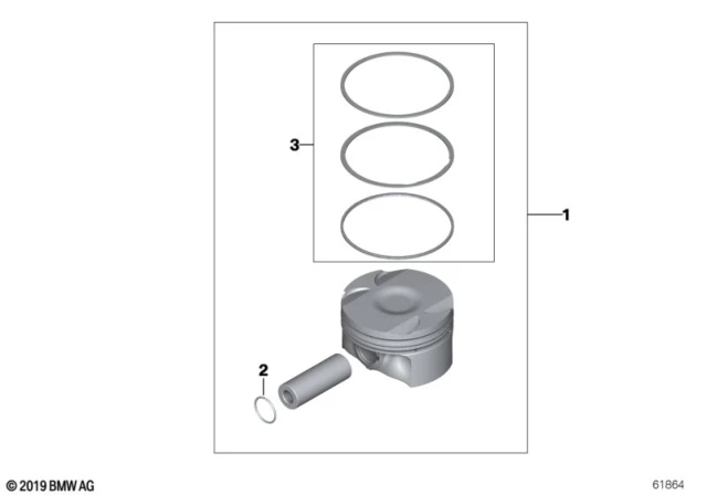 11257506252 BMW Ремонтный комплект поршневых колец STD BMW 3' E46, 5' E39, E60, 7' E65, E66, X3 E83, X (фото 2)