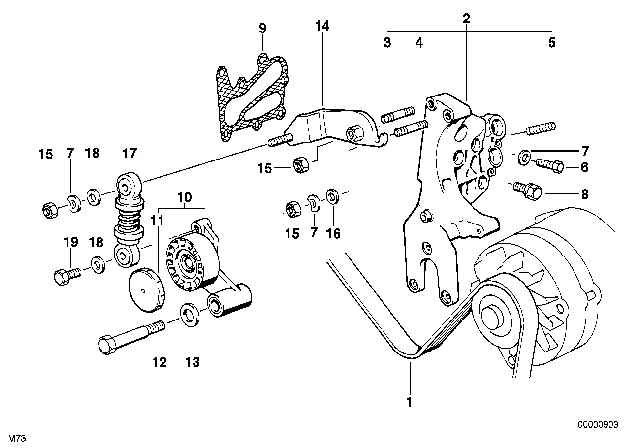 11281736857 BMW Натяжитель ремня BMW 5' E34, E39, 7' E32, E38, 8' E31 (фото 2)