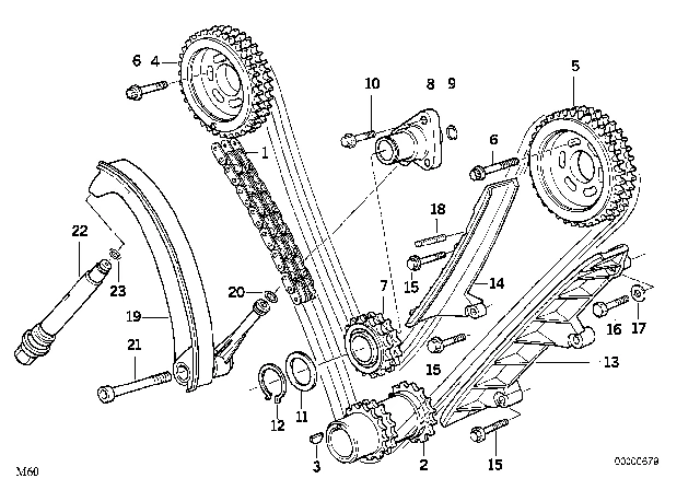 11 31 7 598 263 BMW Приводная цепь BMW 5' E34, 7' E32, E38, 8' E31 (фото 2)