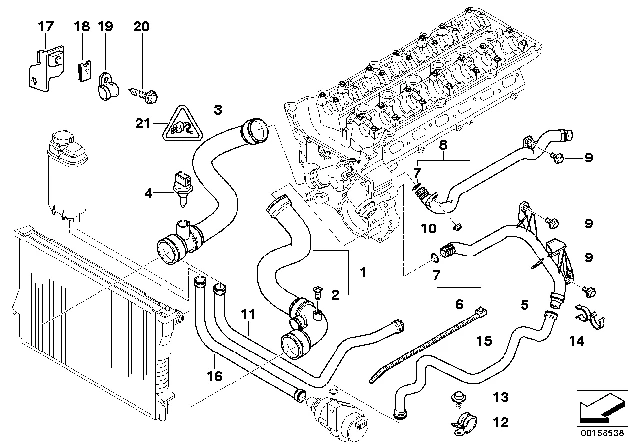 11 53 1 438 632 BMW Шланг системы охлаждения BMW M52/M54 All (фото 2)