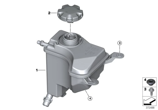 17 13 7 617 362 BMW Расширительный бачок BMW 1' F40, F52, 2' F45 Active Tourer, LCI, F46 Gran, MINI Cabri (фото 2)