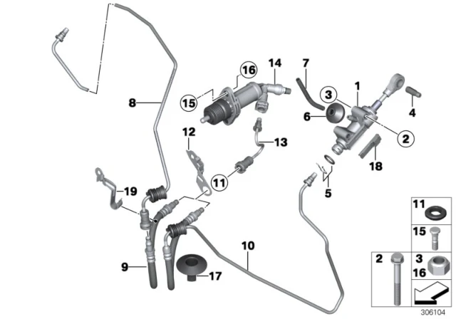 21 52 6 795 713 BMW 21526795713 Исполнительный цилиндр привода сцепления D=22.20MM BMW 1' F20, LCI, F21, 2' F22, F23, (фото 6)