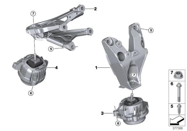 22 11 2 284 817 BMW 22112284817 Подушка крепления двигателя Л BMW 2' F87 M2, LCI, 3' F80 M3, 4' F82 M4, F83, MS Motor (фото 2)