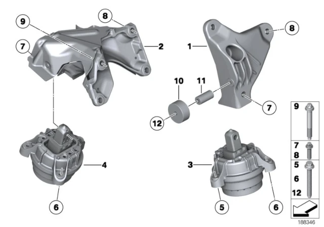 22116777365 BMW Подушка крепления двигателя Л BMW 5' F07 GT, LCI, F10, F11, F18, 6' F06 Gran Coupe, F (фото 2)