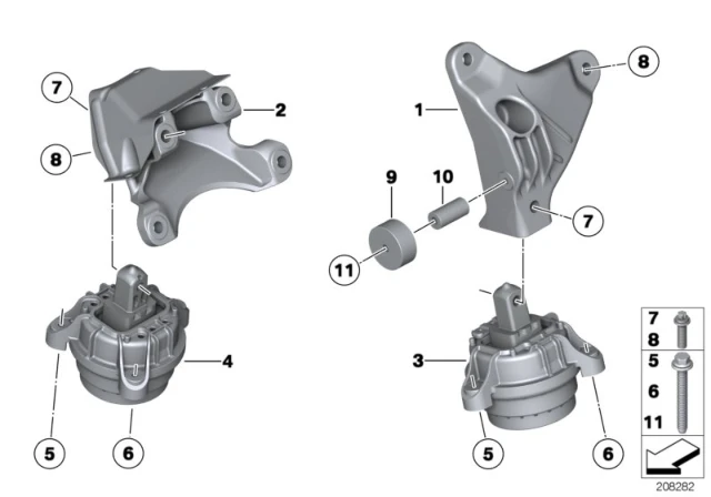 22 11 6 786 528 BMW Подушка крепления двигателя П BMW 5' F07 GT, LCI, F10, F11, F18, 6' F06 Gran Coupe, F (фото 2)