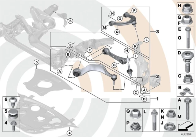 31 12 2 450 835 BMW Ремонтный комплект тяги Л BMW 5' F10, LCI, F11, F18, 6' F06 Gran Coupe, F12, F13, (фото 1)