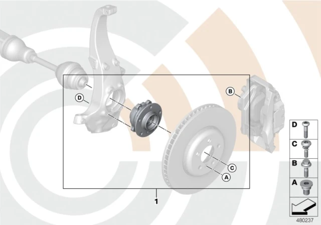 31 22 2 450 656 BMW Рем. комплект ступицы переднего колеса BMW 5' F07 GT, LCI, F10, F11, F18, 6' F06 Gran (фото 1)