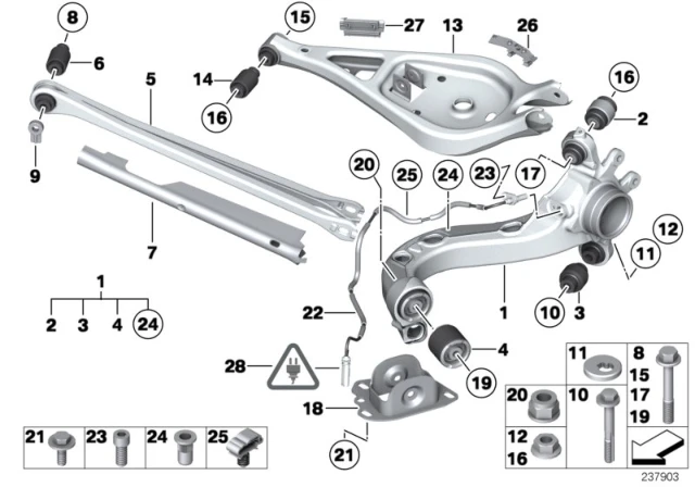 33326770824 BMW Резинометаллический шарнир BMW 3' E36, E46, X3 E83, LCI, Z1 Roadster, Z4 E85, E86, E8 (фото 2)