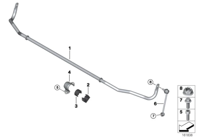 33556764428 BMW Стойка крепления штанги стабилизатора BMW 1' E81, E82, E87, LCI, E88, 3' E90, E91, E9 (фото 2)