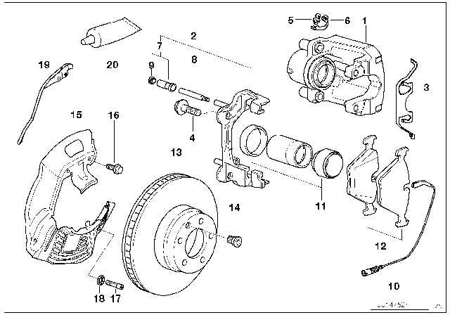 34111157037 BMW Уплотнительный комплект суппорта BMW 3' E36, E46, 5' E34, E39, 7' E32, E38, 8' E31, X (фото 2)