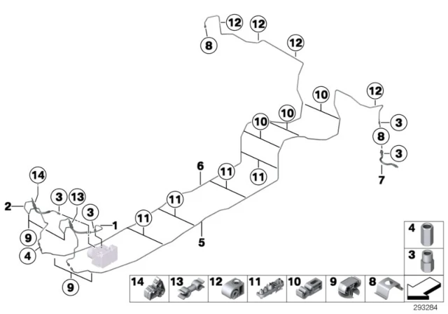 34 30 6 792 253 BMW Тормозной шланг зд 1' e81, e82, e87, lci, e88, f20, f21, 2' f22, f23, 3' e90, e91 (фото 2)