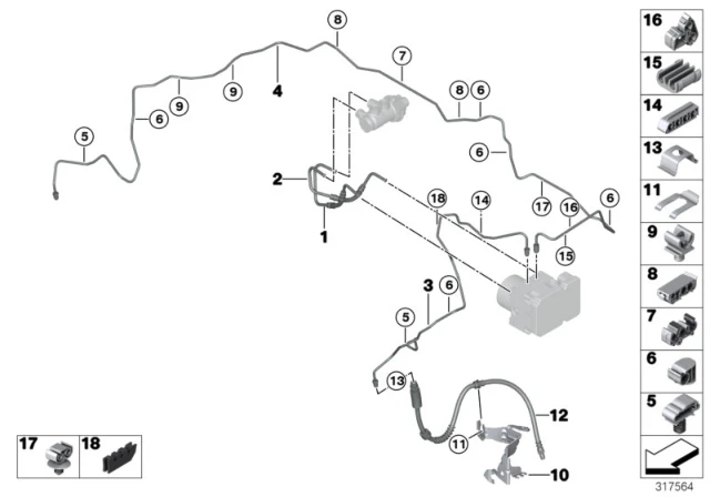 34 30 6 792 254 BMW Тормозной шланг Пд BMW 1' F20, LCI, F21, 2' F22, F23, 3' F30, F31, F34 GT, F35, 4' F3 (фото 2)