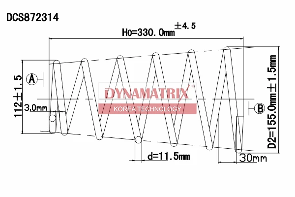 DCS872314 DYNAMAX Пружина подвески (11.5?112/155?330?6.2) (фото 1)