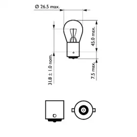 12498 PHILIPS Лампа (P21W) 12V стоп/поворот (белая) (фото 2)