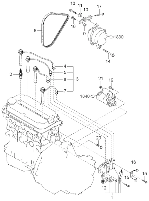 27400-2X140 HYUNDAI/KIA/MOBIS Провода зажигания rio-spectra-carens (0k30f18140) (10714040/070817/0026516/217, корея, республика) (фото 5)