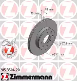 285.3504.20 ZIMMERMANN Тормозной диск (фото 1)