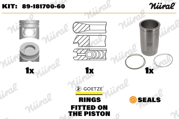 89-181700-60 NÜRAL Ремонтный комплект, поршень / гильза цилиндра (фото 1)