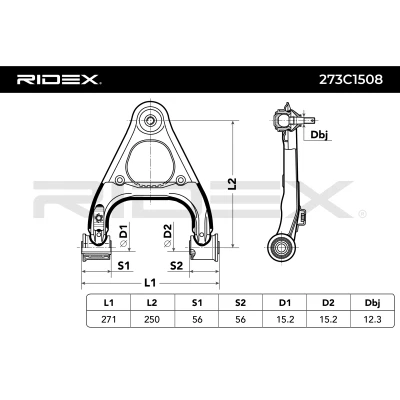 273C1508 RIDEX Рычаг независимой подвески колеса, подвеска колеса (фото 7)