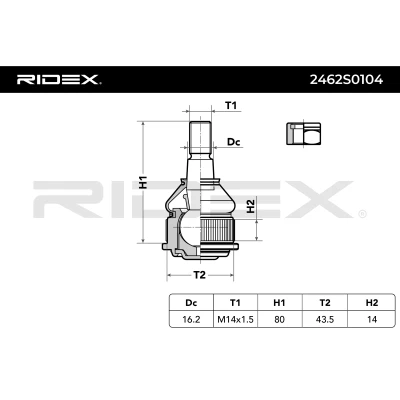 2462S0104 RIDEX Шарнир независимой подвески / поворотного рычага (фото 5)