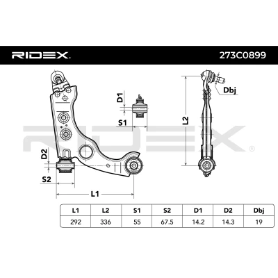 273C0899 RIDEX Рычаг независимой подвески колеса, подвеска колеса (фото 6)