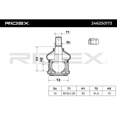 2462S0173 RIDEX Шарнир независимой подвески / поворотного рычага (фото 5)