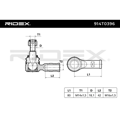 914T0396 RIDEX Наконечник поперечной рулевой тяги (фото 2)