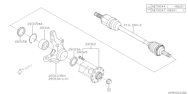 28362AE001 SUBARU Ступица передняя легаси аутбек 00-03/ импреза sti 03-04 (фото 6)