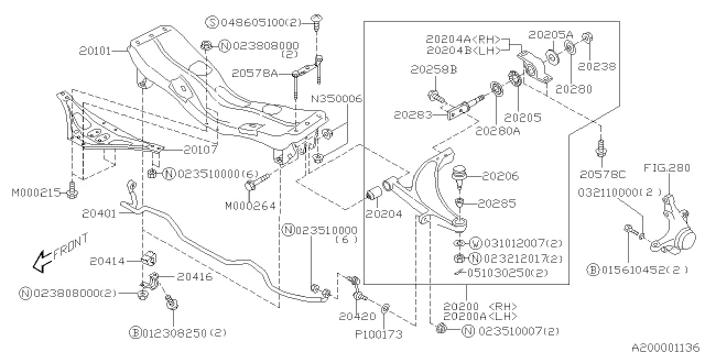 20202FE671 SUBARU (сц) рычаг передний левый (фото 2)