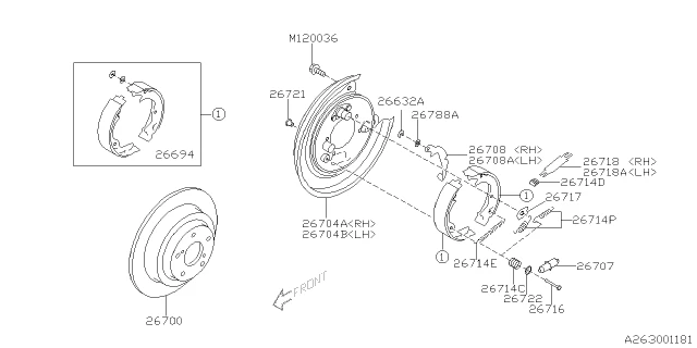 26694-AG000 SUBARU Колодки тормозные барабанные легаси 03-09 (фото 4)