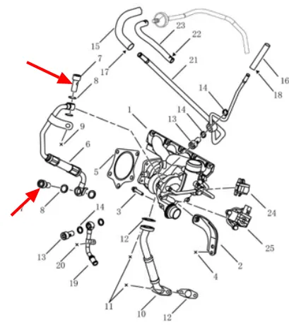 2034001100 GEELY Болт трубки подачи масла в турбину (фото 1)